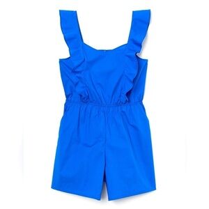 H&M - NWT Bright Blue Flounce Ruffle Trimmed Sleeveless Short Romper Size Small